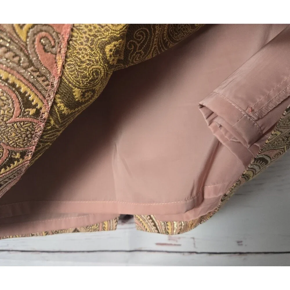 Talbots Womens Skirt Size 22W Pink Gold Metallic Paisley Brocade Pencil Work